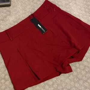 Fashion Nova Red High-Waist Pleated Skort